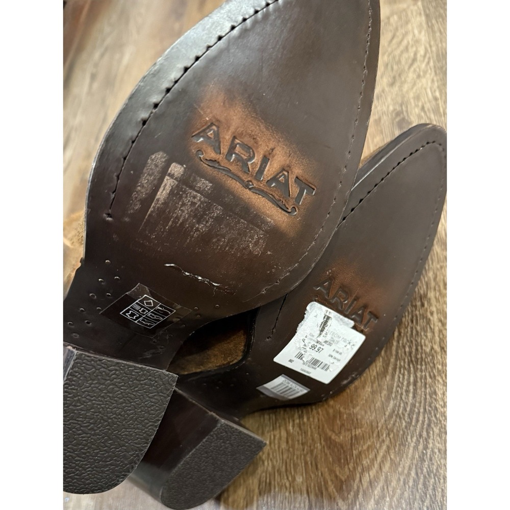 ARIAT Women's Shiloh Bootie, NWT Size 8.5 Dark Ginger Suede Leather Brown - Picture 8 of 8